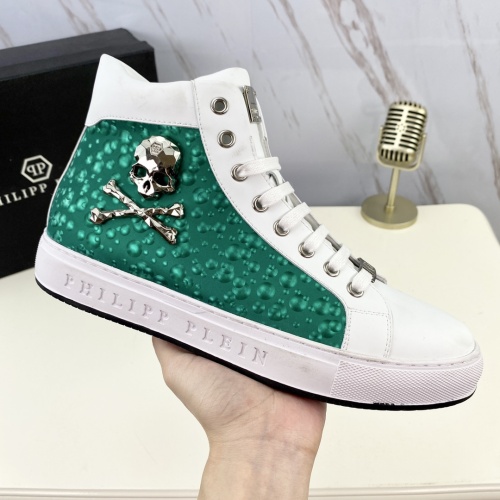Replica Philipp Plein PP High Tops Shoes For Men #1042414 $85.00 USD for Wholesale