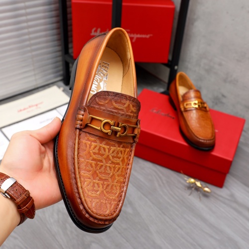 Replica Salvatore Ferragamo Leather Shoes For Men #1042490 $85.00 USD for Wholesale
