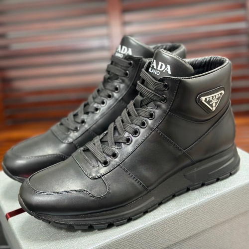 Prada High Top Shoes For Men #1044064 $98.00 USD, Wholesale Replica Prada High Top Shoes