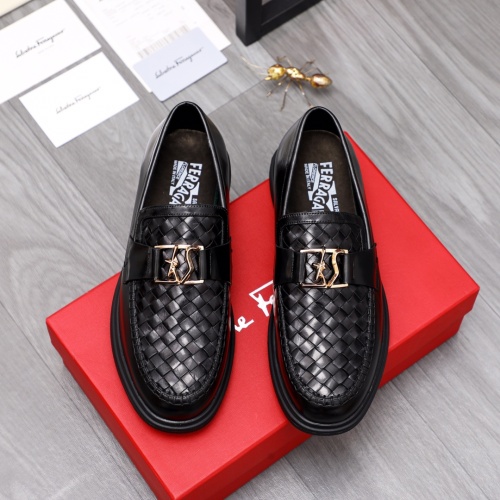 Replica Salvatore Ferragamo Leather Shoes For Men #1044126 $88.00 USD for Wholesale
