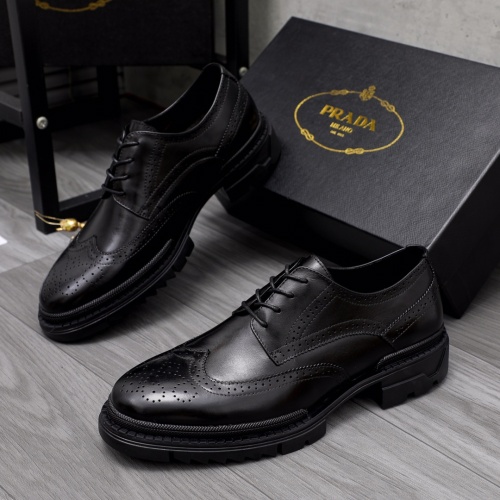 Prada Leather Shoes For Men #1044166 $85.00 USD, Wholesale Replica Prada Leather Shoes