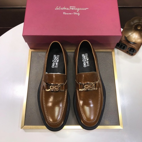 Replica Salvatore Ferragamo Leather Shoes For Men #1044592 $112.00 USD for Wholesale
