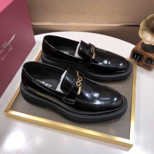 Replica Salvatore Ferragamo Leather Shoes For Men #1044593 $112.00 USD for Wholesale