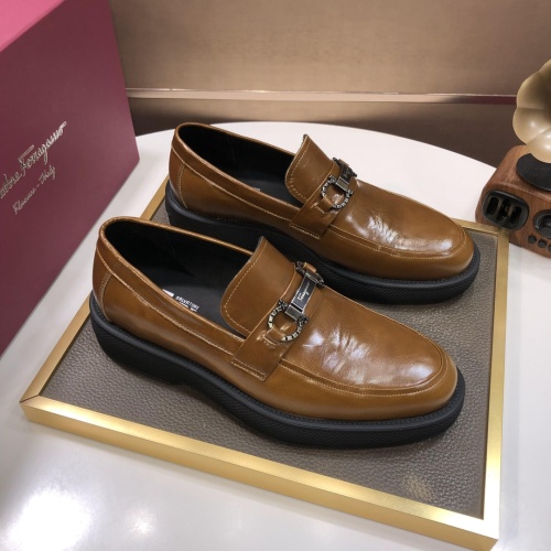 Replica Salvatore Ferragamo Leather Shoes For Men #1044594 $112.00 USD for Wholesale