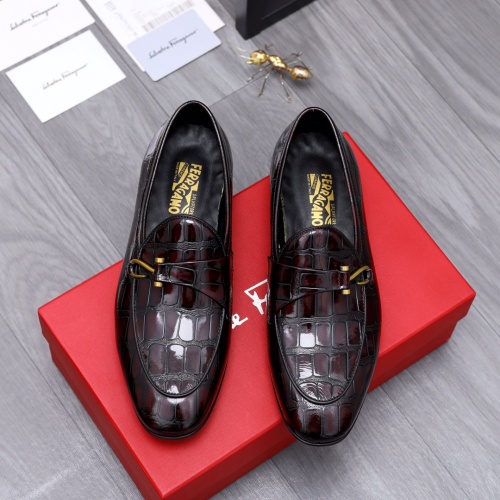 Replica Salvatore Ferragamo Leather Shoes For Men #1048591 $80.00 USD for Wholesale