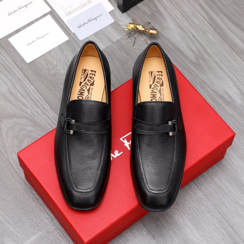 Replica Salvatore Ferragamo Leather Shoes For Men #1049256 $88.00 USD for Wholesale
