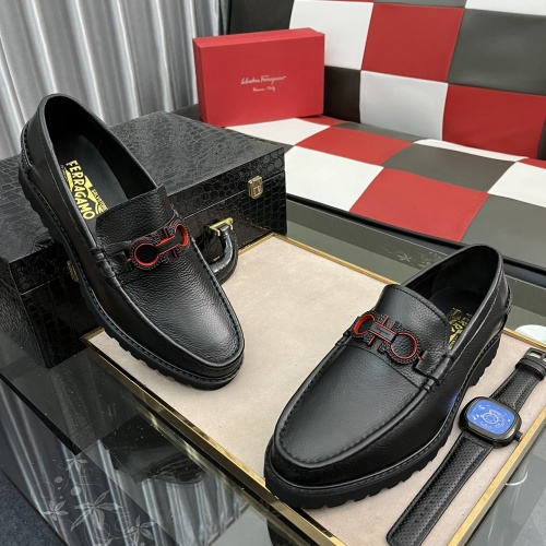 Replica Salvatore Ferragamo Leather Shoes For Men #1049332 $88.00 USD for Wholesale