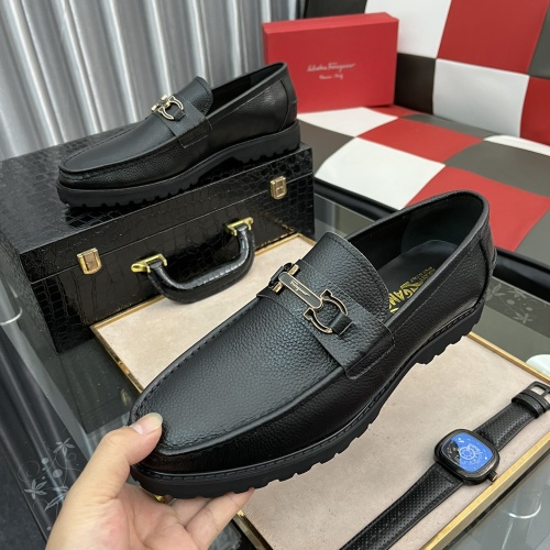 Replica Salvatore Ferragamo Leather Shoes For Men #1049333 $88.00 USD for Wholesale