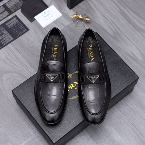 Replica Prada Leather Shoes For Men #1049347 $80.00 USD for Wholesale