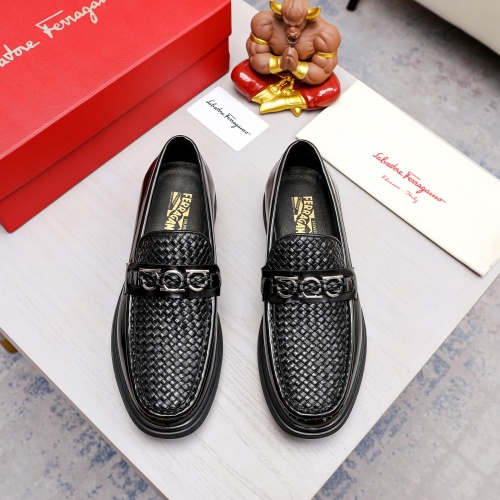 Replica Salvatore Ferragamo Leather Shoes For Men #1051204 $88.00 USD for Wholesale