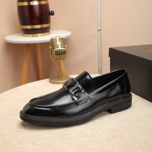 Replica Prada Leather Shoes For Men #1054335 $80.00 USD for Wholesale