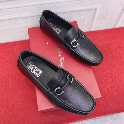 Replica Salvatore Ferragamo Leather Shoes For Men #1057591 $72.00 USD for Wholesale
