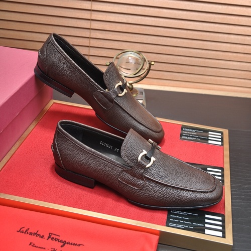 Replica Salvatore Ferragamo Leather Shoes For Men #1070677 $102.00 USD for Wholesale