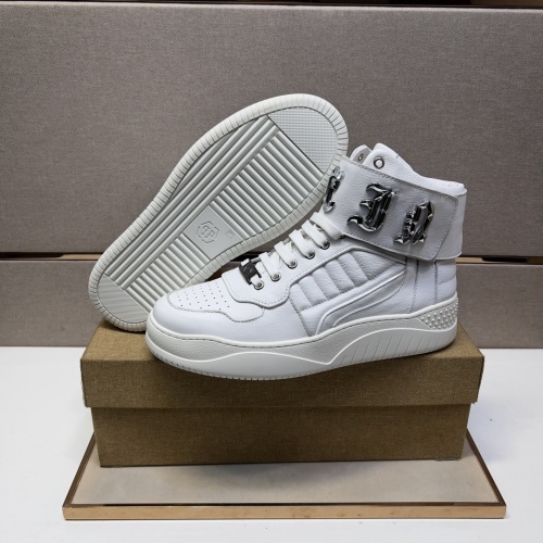 Replica Philipp Plein PP High Tops Shoes For Men #1073930 $130.00 USD for Wholesale
