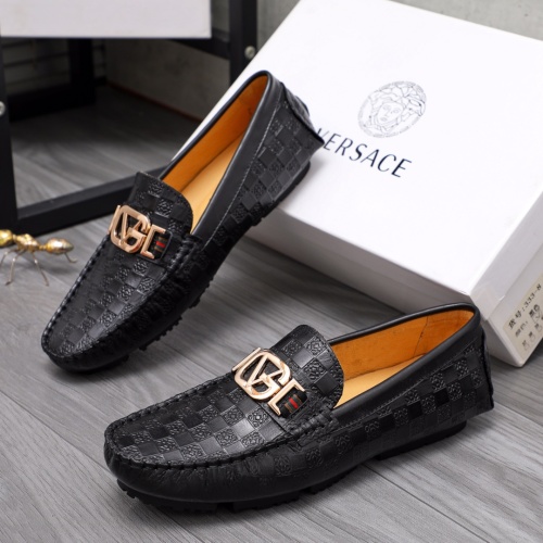 Versace Leather Shoes For Men #1076300 $68.00 USD, Wholesale Replica Versace Leather Shoes