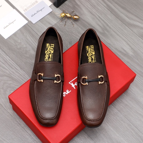 Replica Salvatore Ferragamo Leather Shoes For Men #1076315 $100.00 USD for Wholesale