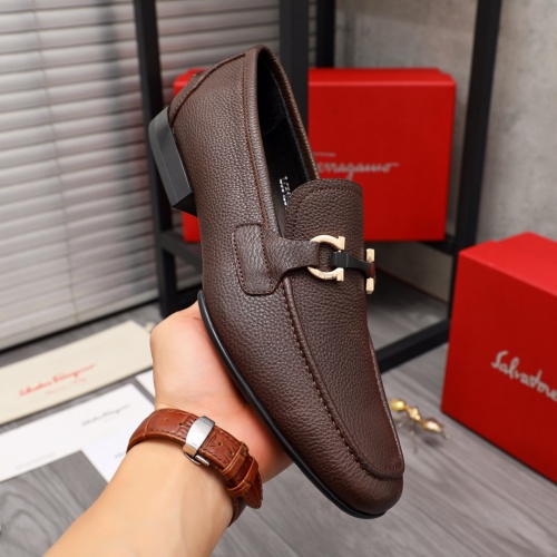 Replica Salvatore Ferragamo Leather Shoes For Men #1076315 $100.00 USD for Wholesale
