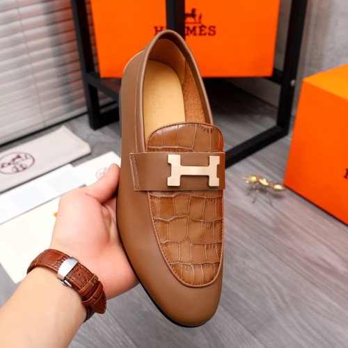 Replica Hermes Leather Shoes For Men #1094145 $98.00 USD for Wholesale