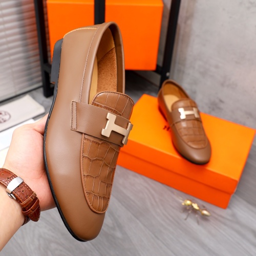 Replica Hermes Leather Shoes For Men #1094145 $98.00 USD for Wholesale
