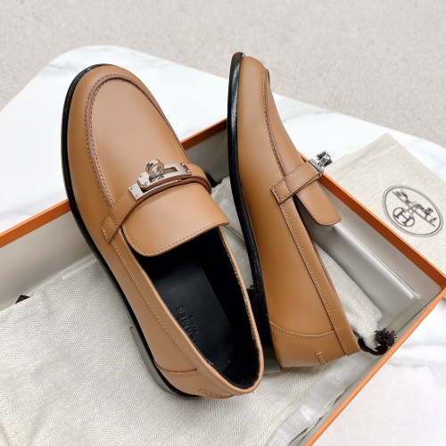 Replica Hermes Leather Shoes For Women #1097638 $118.00 USD for Wholesale