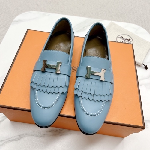 Replica Hermes Leather Shoes For Women #1097649 $125.00 USD for Wholesale