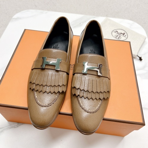 Replica Hermes Leather Shoes For Women #1097650 $125.00 USD for Wholesale