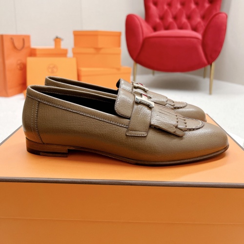 Replica Hermes Leather Shoes For Women #1097650 $125.00 USD for Wholesale