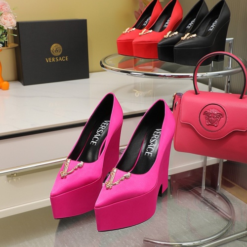 Versace High-Heeled Shoes For Women #1102411 $130.00 USD, Wholesale Replica Versace High-Heeled Shoes