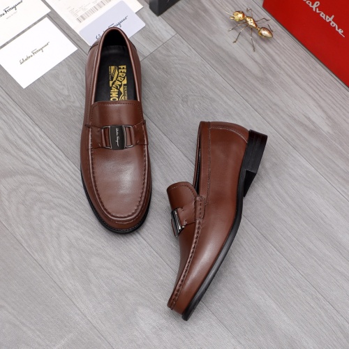 Replica Salvatore Ferragamo Leather Shoes For Men #1107325 $85.00 USD for Wholesale