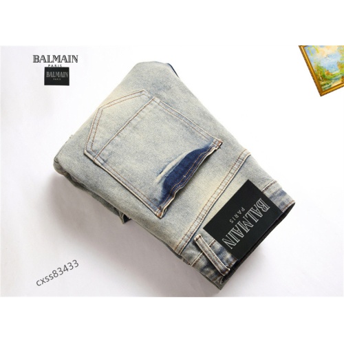 Replica Balmain Jeans For Men #1114614 $48.00 USD for Wholesale