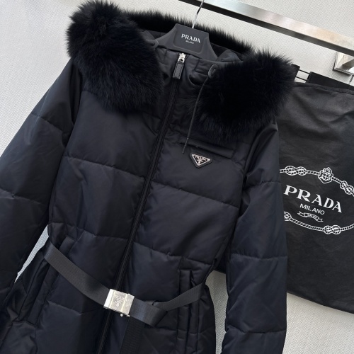 Replica Prada Down Feather Coat Long Sleeved For Women #1130329 $264.46 USD for Wholesale