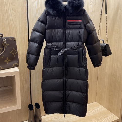 Prada Down Feather Coat Long Sleeved For Women #1138185 $257.85 USD, Wholesale Replica Prada Down Feather Coat