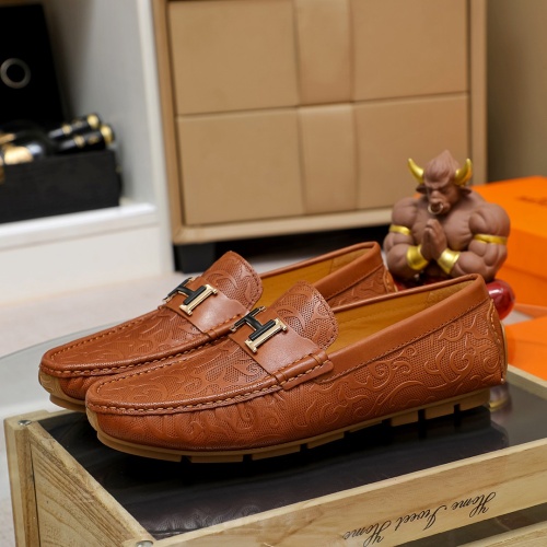 Replica Hermes Leather Shoes For Men #1140703 $68.00 USD for Wholesale