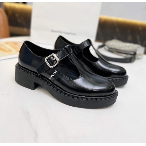 Replica Prada Leather Shoes For Women #1140742 $92.00 USD for Wholesale