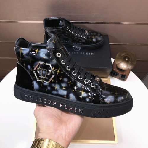 Replica Philipp Plein PP High Tops Shoes For Men #1148184 $88.00 USD for Wholesale