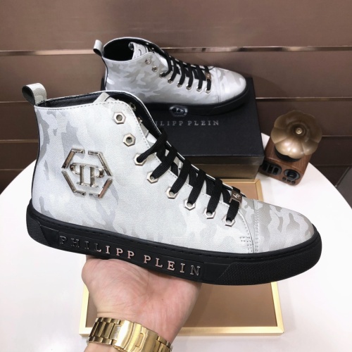 Replica Philipp Plein PP High Tops Shoes For Men #1148189 $88.00 USD for Wholesale
