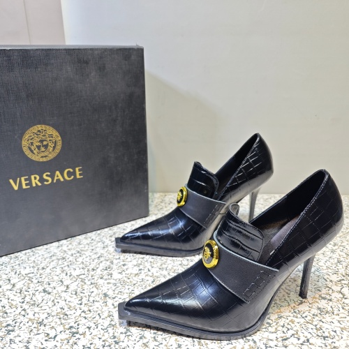 Versace High-Heeled Shoes For Women #1150190 $130.00 USD, Wholesale Replica Versace High-Heeled Shoes
