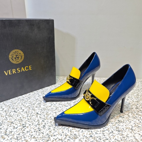 Versace High-Heeled Shoes For Women #1150202 $130.00 USD, Wholesale Replica Versace High-Heeled Shoes