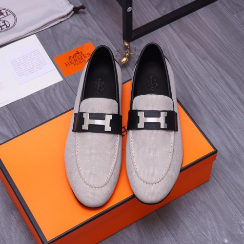 Replica Hermes Leather Shoes For Men #1155556 $98.00 USD for Wholesale