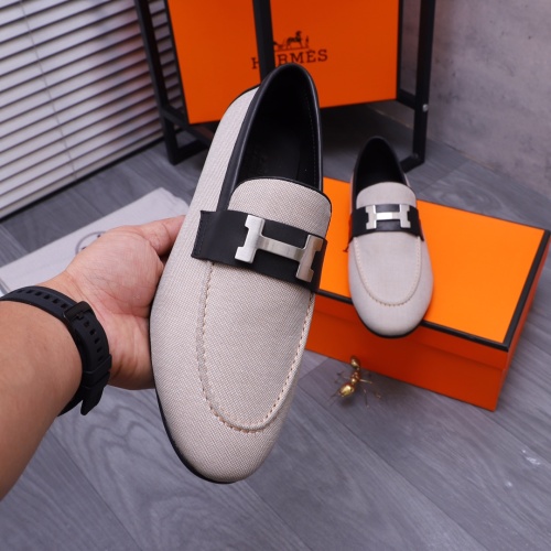 Replica Hermes Leather Shoes For Men #1155556 $98.00 USD for Wholesale
