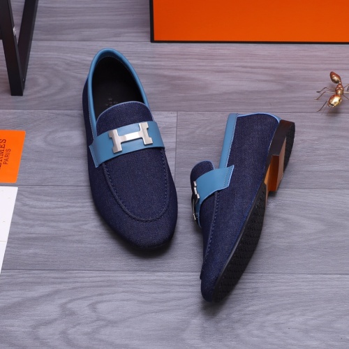 Replica Hermes Leather Shoes For Men #1155557 $98.00 USD for Wholesale