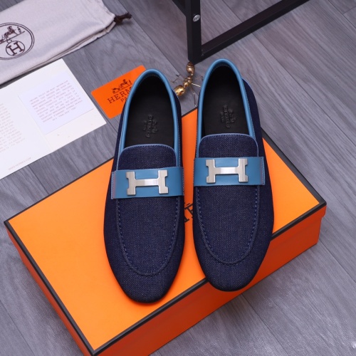 Replica Hermes Leather Shoes For Men #1155557 $98.00 USD for Wholesale