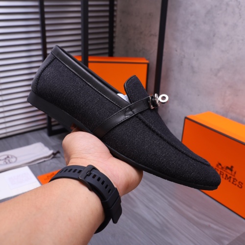 Replica Hermes Leather Shoes For Men #1155558 $98.00 USD for Wholesale