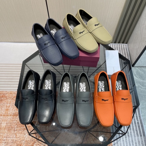 Replica Salvatore Ferragamo Leather Shoes For Men #1156398 $102.00 USD for Wholesale
