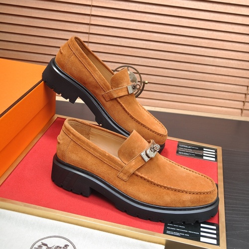 Replica Hermes Leather Shoes For Men #1156638 $135.00 USD for Wholesale