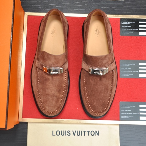 Replica Hermes Leather Shoes For Men #1156639 $135.00 USD for Wholesale