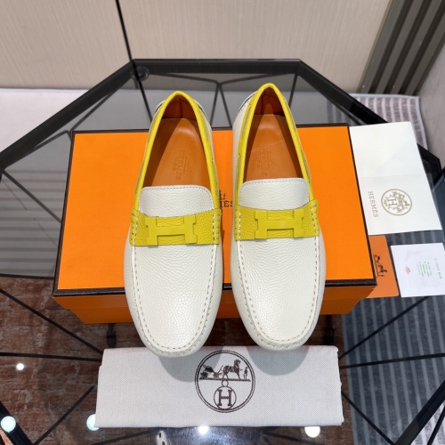 Replica Hermes Leather Shoes For Men #1156712 $100.00 USD for Wholesale