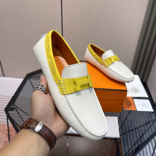 Replica Hermes Leather Shoes For Men #1156712 $100.00 USD for Wholesale