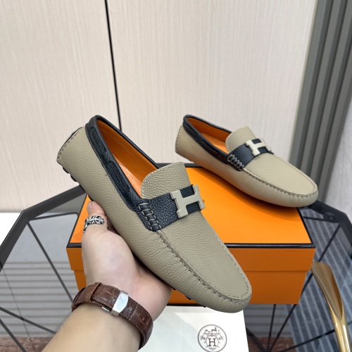 Replica Hermes Leather Shoes For Men #1156713 $100.00 USD for Wholesale
