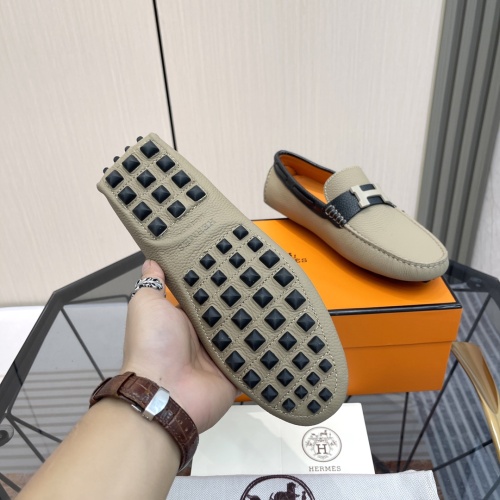 Replica Hermes Leather Shoes For Men #1156713 $100.00 USD for Wholesale